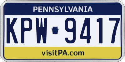 PA license plate KPW9417