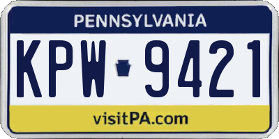 PA license plate KPW9421