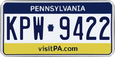 PA license plate KPW9422