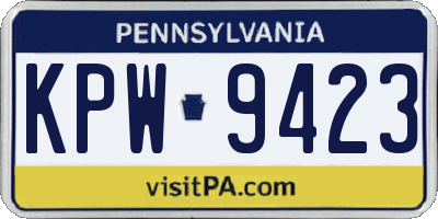 PA license plate KPW9423