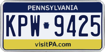 PA license plate KPW9425