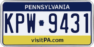 PA license plate KPW9431