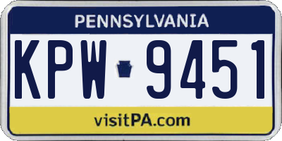 PA license plate KPW9451