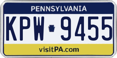 PA license plate KPW9455