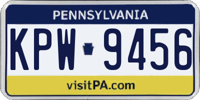 PA license plate KPW9456