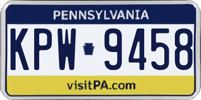 PA license plate KPW9458