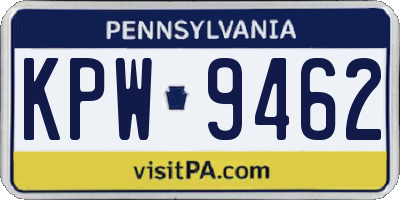 PA license plate KPW9462
