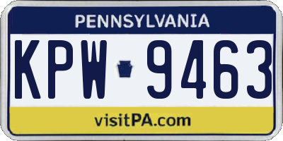 PA license plate KPW9463
