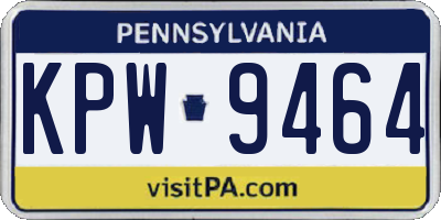 PA license plate KPW9464