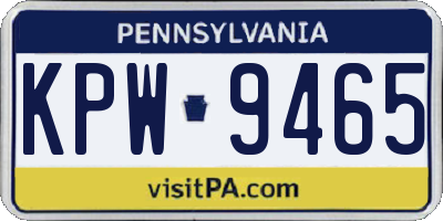 PA license plate KPW9465