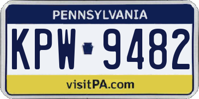 PA license plate KPW9482