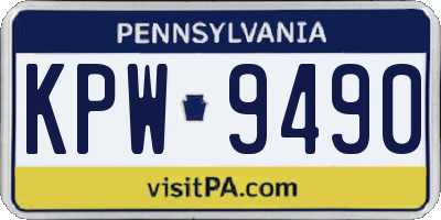 PA license plate KPW9490
