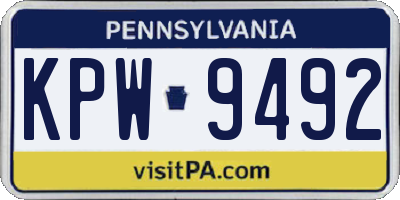 PA license plate KPW9492