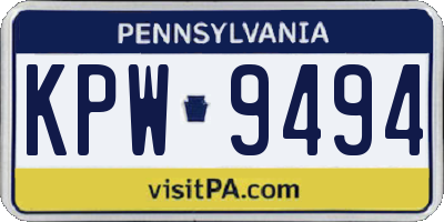 PA license plate KPW9494