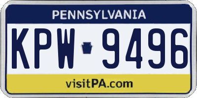 PA license plate KPW9496