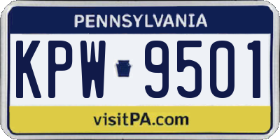 PA license plate KPW9501