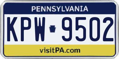 PA license plate KPW9502