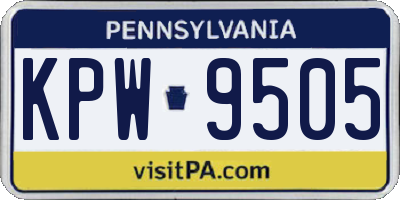 PA license plate KPW9505