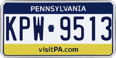 PA license plate KPW9513