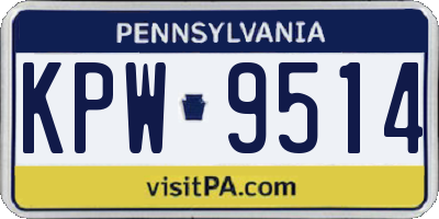 PA license plate KPW9514