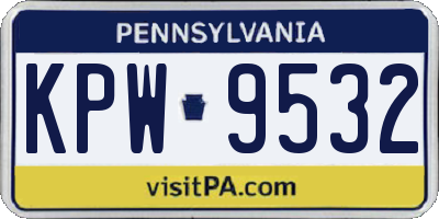PA license plate KPW9532
