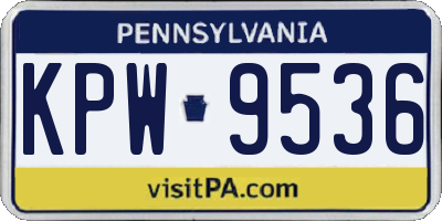 PA license plate KPW9536