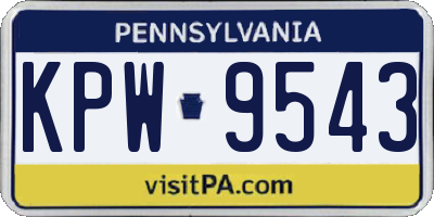 PA license plate KPW9543