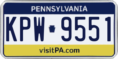 PA license plate KPW9551