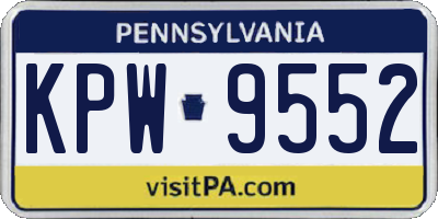 PA license plate KPW9552