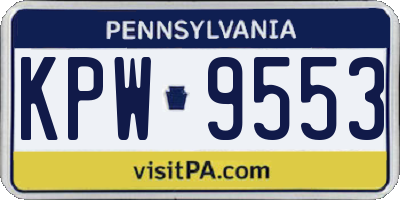 PA license plate KPW9553