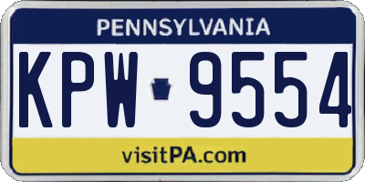 PA license plate KPW9554