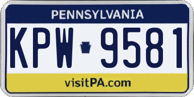 PA license plate KPW9581