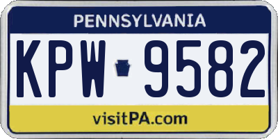 PA license plate KPW9582