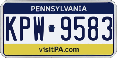 PA license plate KPW9583