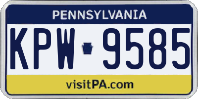 PA license plate KPW9585