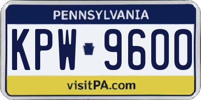 PA license plate KPW9600