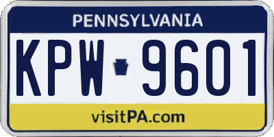 PA license plate KPW9601