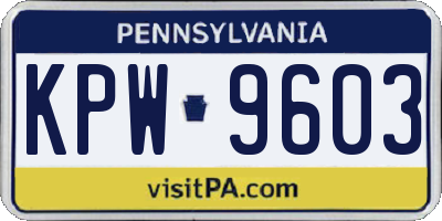 PA license plate KPW9603