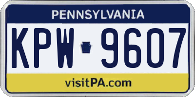 PA license plate KPW9607