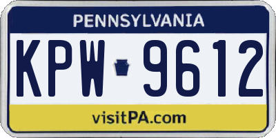 PA license plate KPW9612