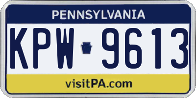 PA license plate KPW9613