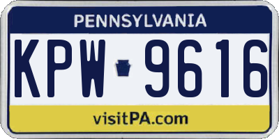 PA license plate KPW9616