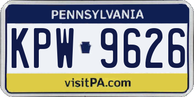 PA license plate KPW9626