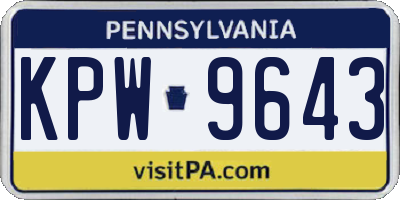 PA license plate KPW9643