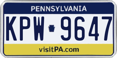 PA license plate KPW9647