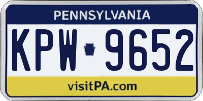 PA license plate KPW9652