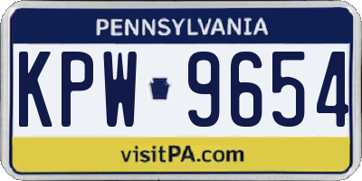 PA license plate KPW9654