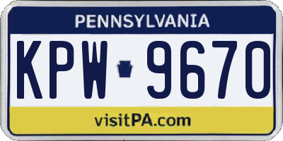 PA license plate KPW9670