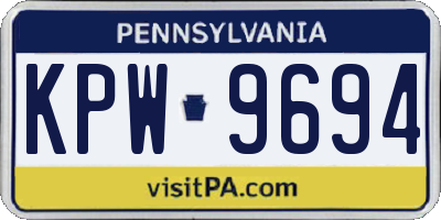 PA license plate KPW9694