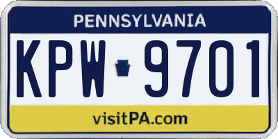 PA license plate KPW9701